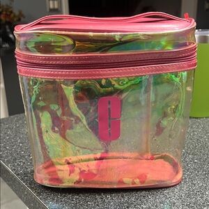 Pink Iridescent Clinque Cosmetic Bag